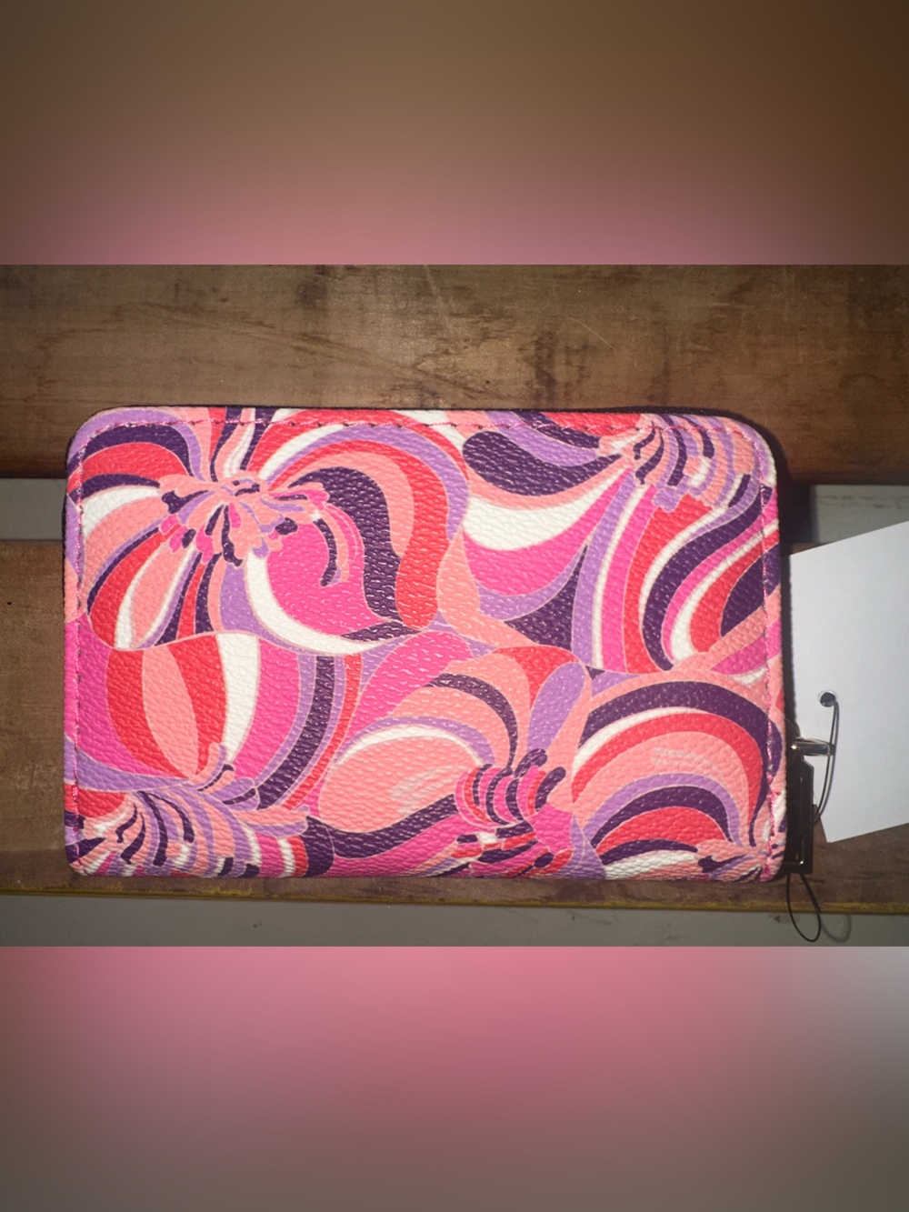 Trina Turk Wallet Zip Around Pink Purple Swirls ~ NWT - Picture 4 of 16